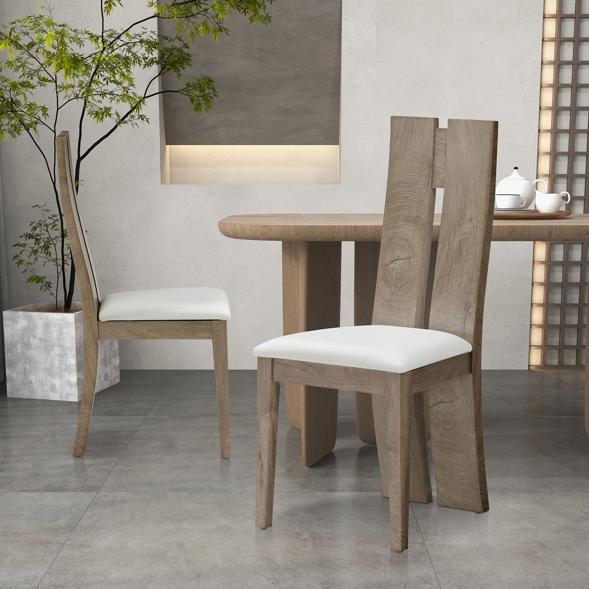 Dining Chair Set Of 2 MDF, Sponge.PU Leather Upholstered Cushion Seat Wooden Back Side Chairs Wood Armless Dining Chairs With High Back.