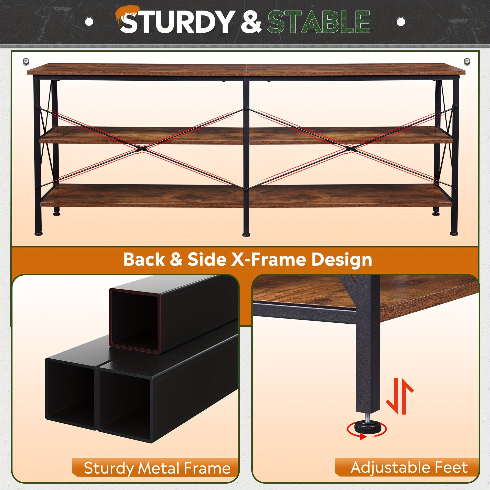 TV Stand for 65 70 inch TV Entertainment Center with Storage Industrial TV Console for Living Room Long 63’’ TV Cabinet