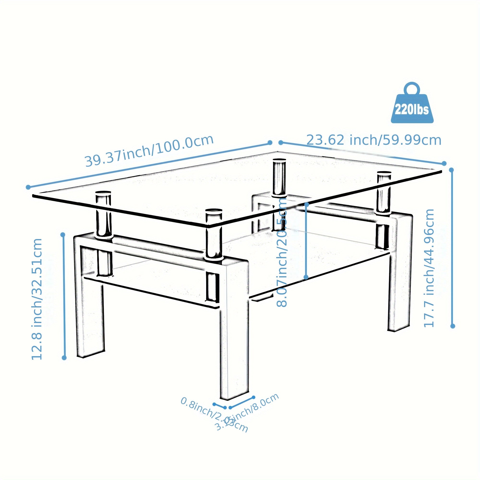 White Coffee Table, Clear Coffee Table, Modern Side Center Tables for Living Room, Living Room Furniture