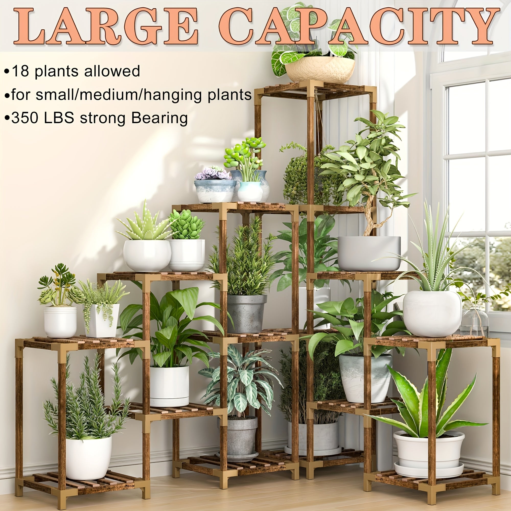 13th Floor Corner Flower Rack, Large Flower Rack, High Flower Rack Can Hold Multiple Potted Plants (with Hanging Space), Suitable For Bohemian Style Decoration In Courtyards, Balconies, Gardens, And Display Racks