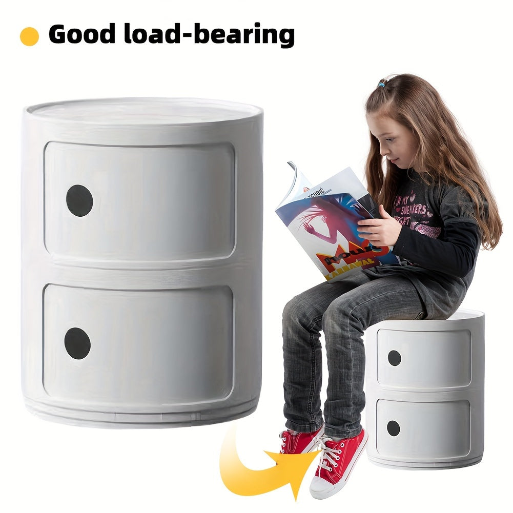 2/3 Layer Nordic Round Bedside Table Bedroom Small Side End Table Nightstand Storage Locker for Living Room Bedroom