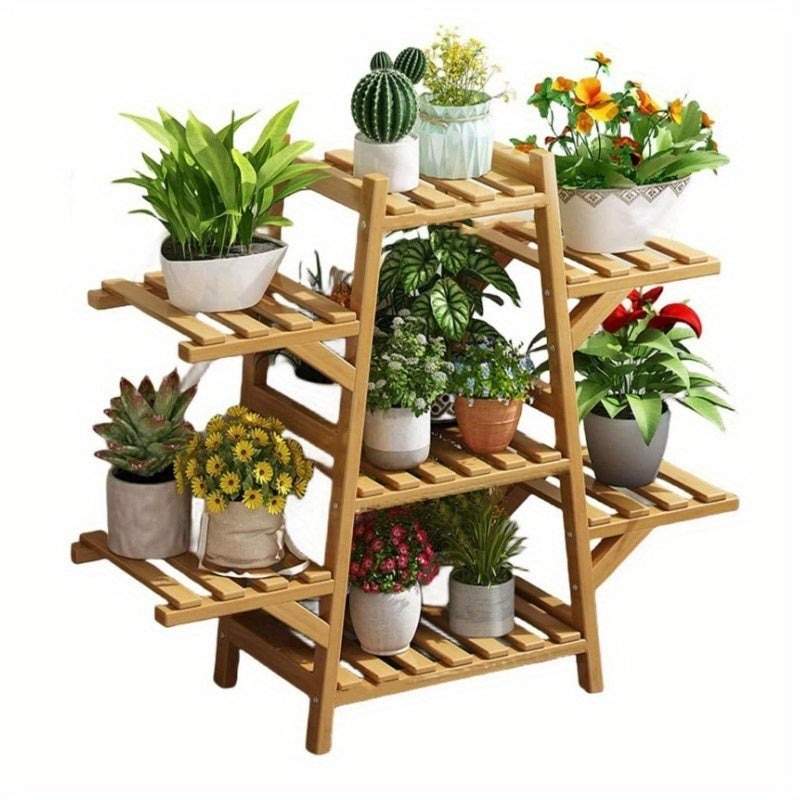 Elegant 9-Tier Wooden Plant Stand - Versatile Indoor/Outdoor Flower Pot Holder & Display Shelf for Patio, Balcony, and Garden