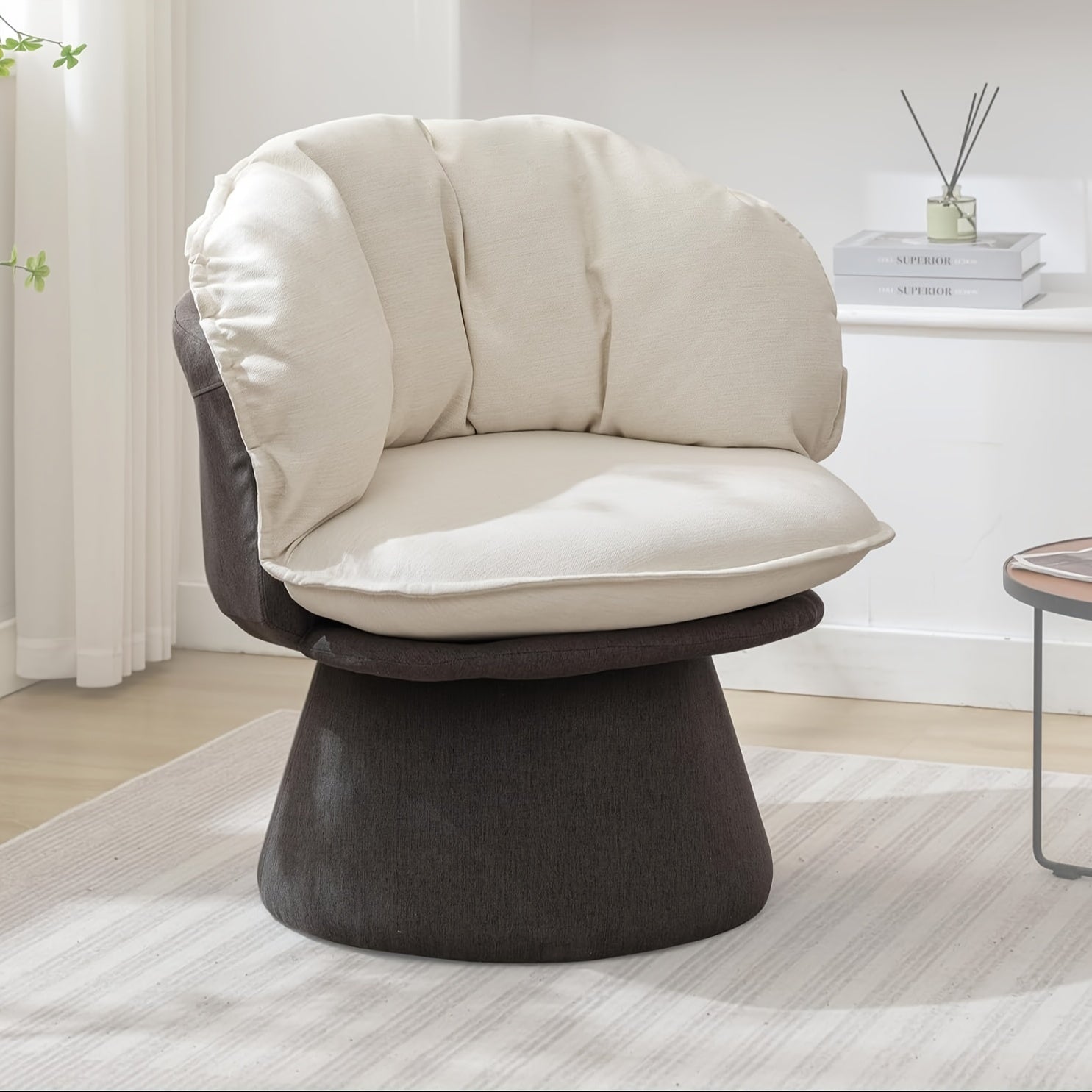 Swivel Accent Chair, Mid Century Modern Armless Chairs Swivel Round Chair Upholstered Comfy 360 Degree Swivel Chair for Living Room, Swivel Barrel Chair with Removable Cushion