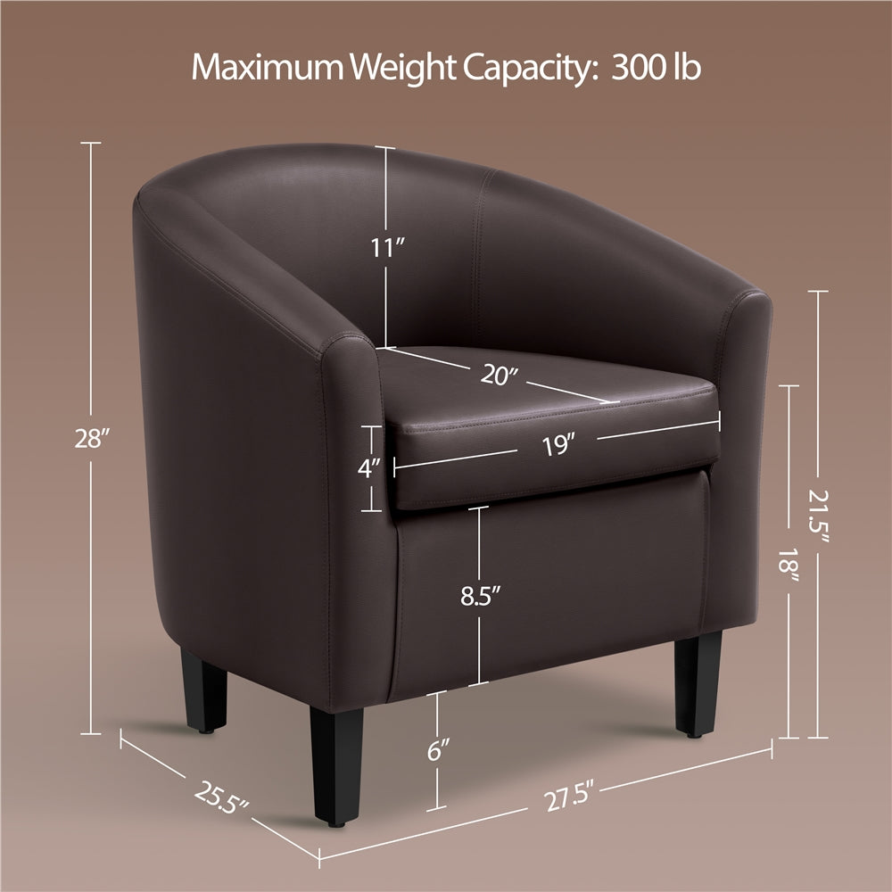 Accent Chair Faux Leather Club Chair for Living Room/Bedroom/Home Bar