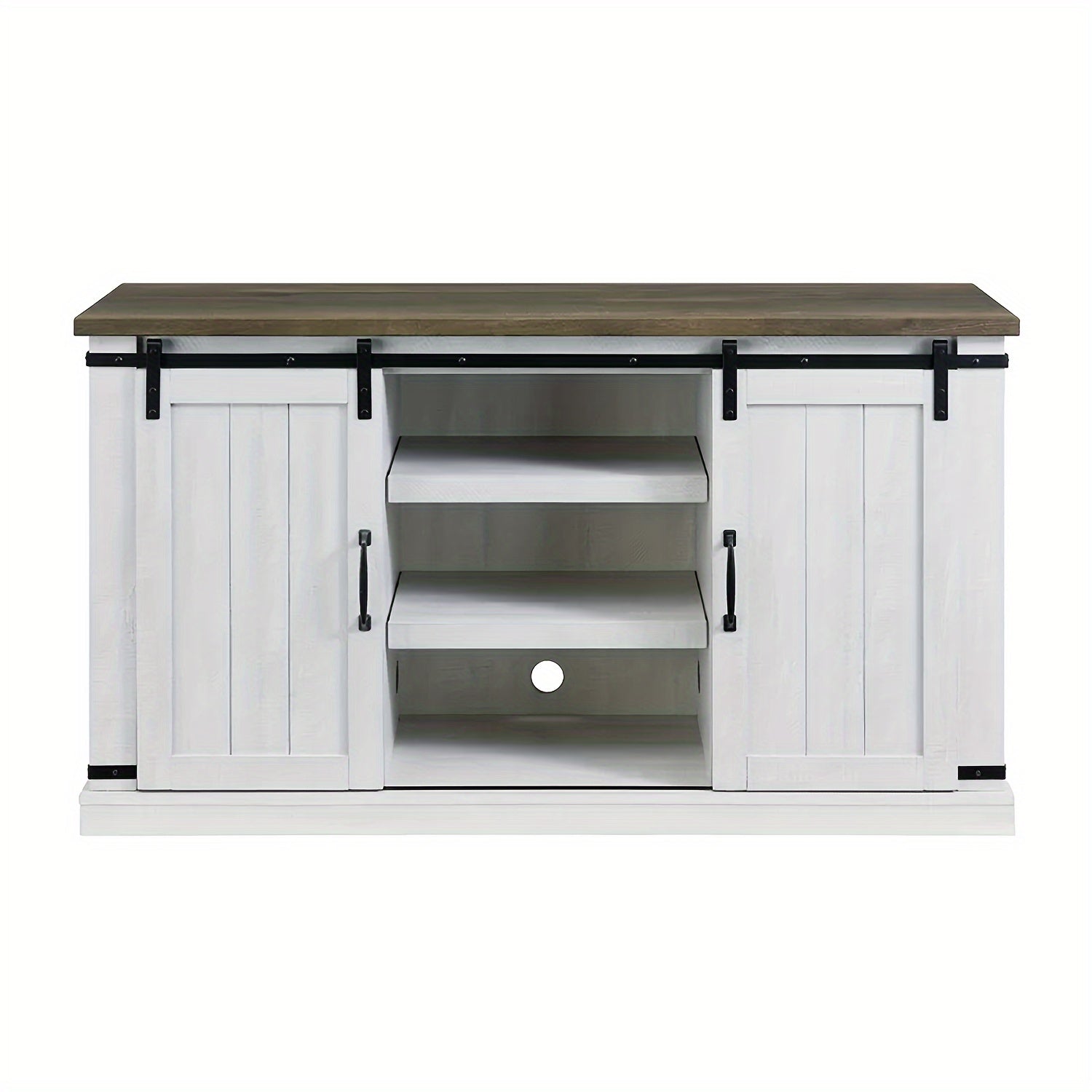 1pc Modern Farmhouse Wood TV Stand Sliding Barn Door Wood Entertainment Center Home Living Room Storage Table TV Stands