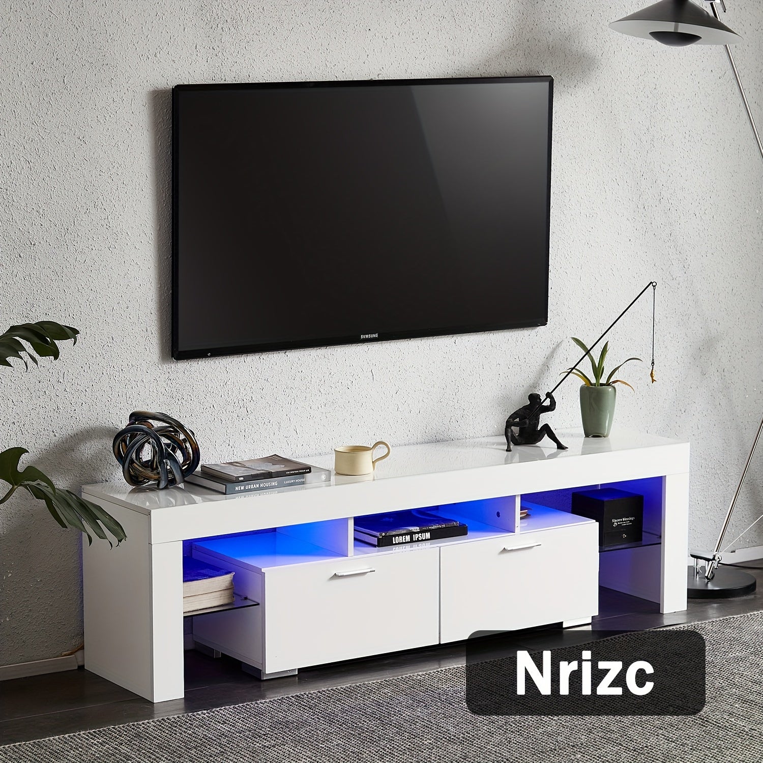 LED TV Stand For up to 191cm TV Entertainment Center With Storage Drawer Industrial TV Console Table For Living Room