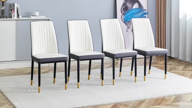 Set of 6 Elegant Modern Dining Chairs - White Faux Leather Upholstery with Chrome Legs, High Back for Ultimate Comfort, Waterproof & Easy to Clean, Perfect for Kitchen, Living Room, Office - Stylish Contemporary Design, Dinin