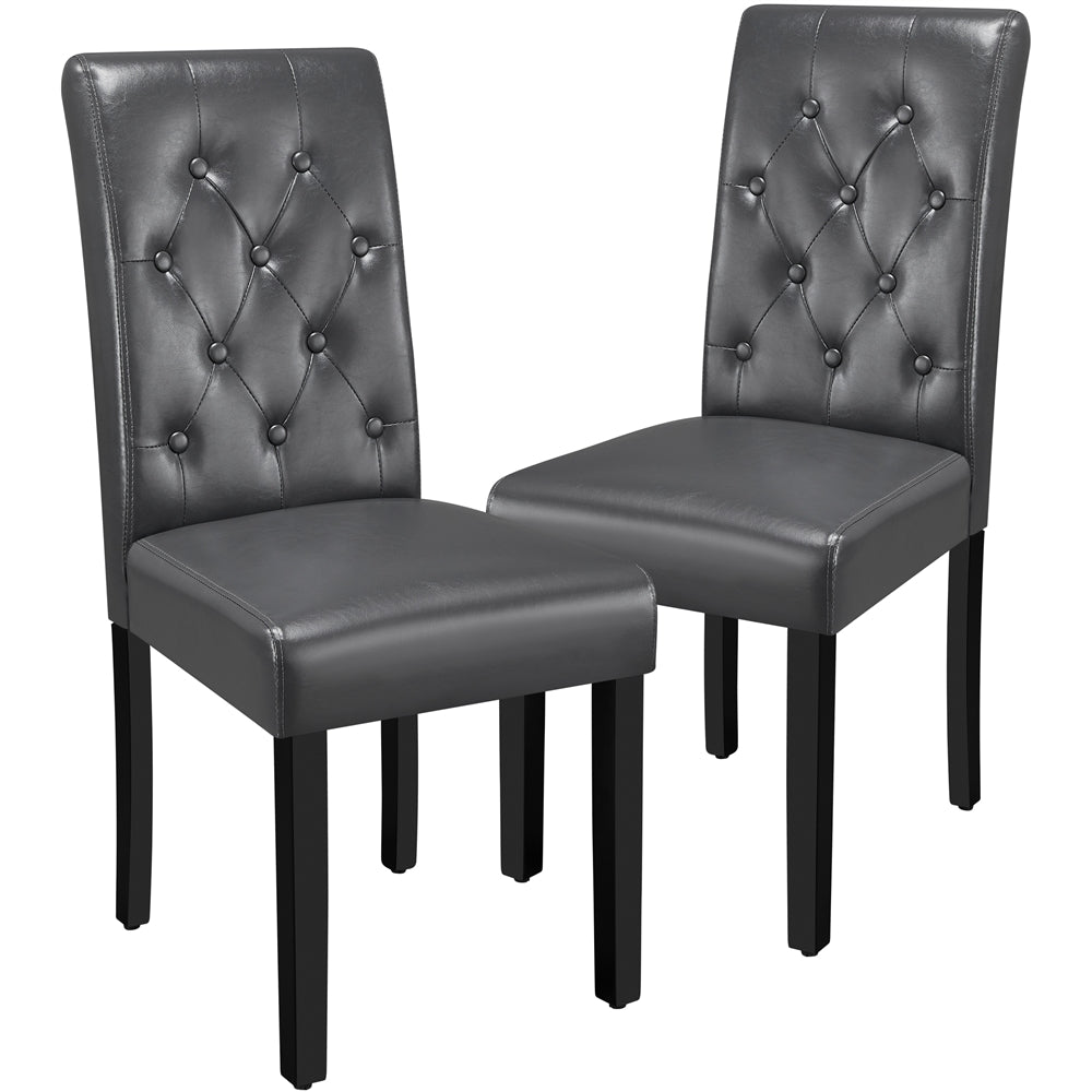 2pcs Button Tufted Dining Chairs with PU leather Covered Foam-padded Seat