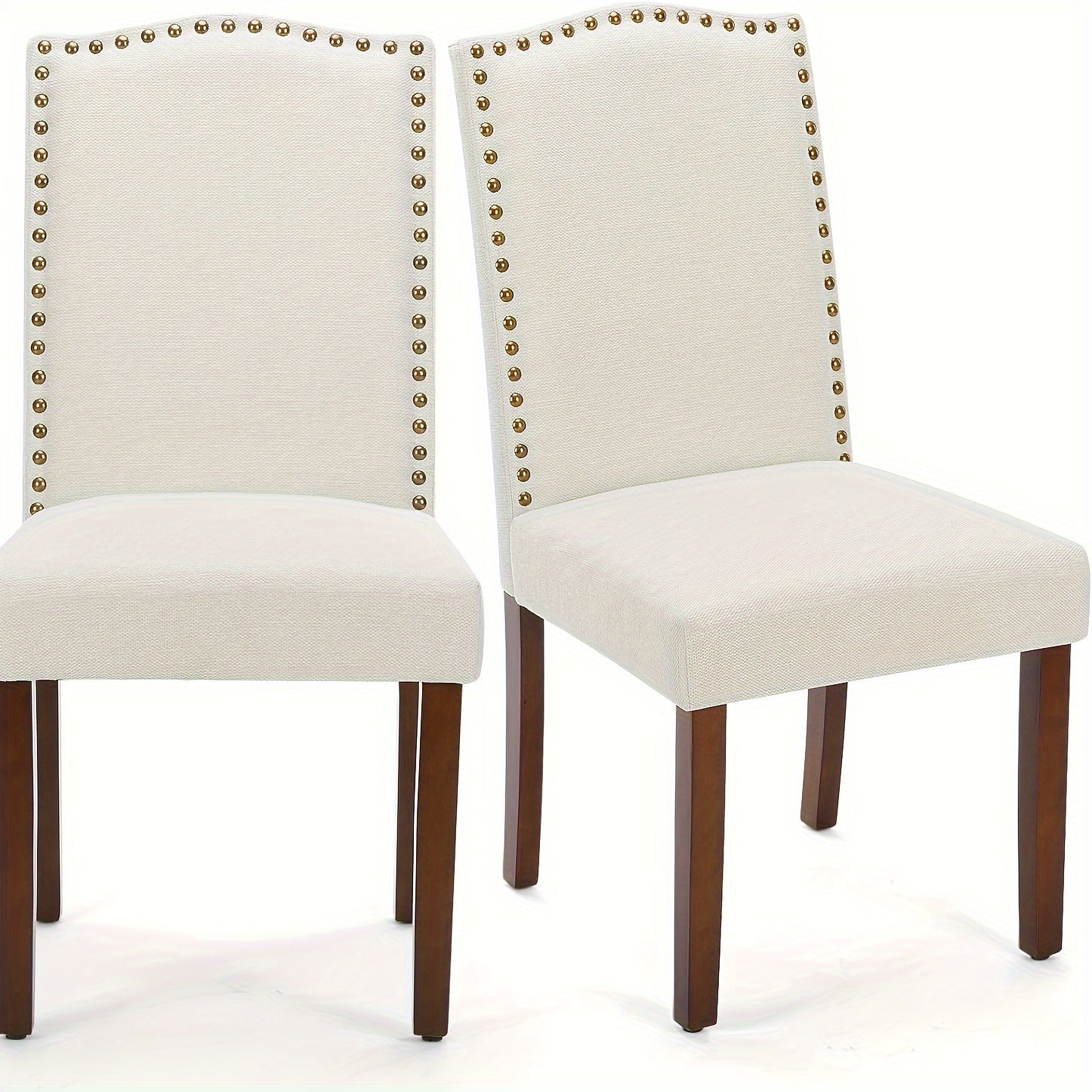 Upholstered Dining Chairs, Modern  Fabric Dining Room Chair with Wood Legs and Nailhead Trim, Mid-Century Accent Dinner Chair for Kitchen, Living Room