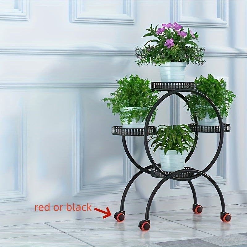 Multi-Layer Creative Round Iron Flower Stand, Floor-Standing Pothos Plant Rack, Innovative Living Room Decorative Flower Pot Holder, Garden Flower Rack.