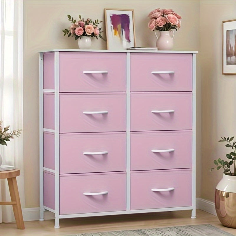 Fabric Dresser for Bedroom Tall Storage Dresser with 8 Drawers Black Dresser & Chest of Drawers Storage Drawer