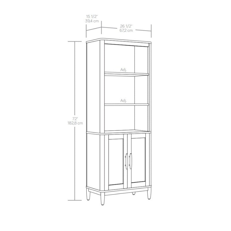 Bookcase with Doors Light Honey Finish，26.46’’ L x 15.51’’ W x 71.97’’ H - As pic - Bookshelf Westberry Furniture