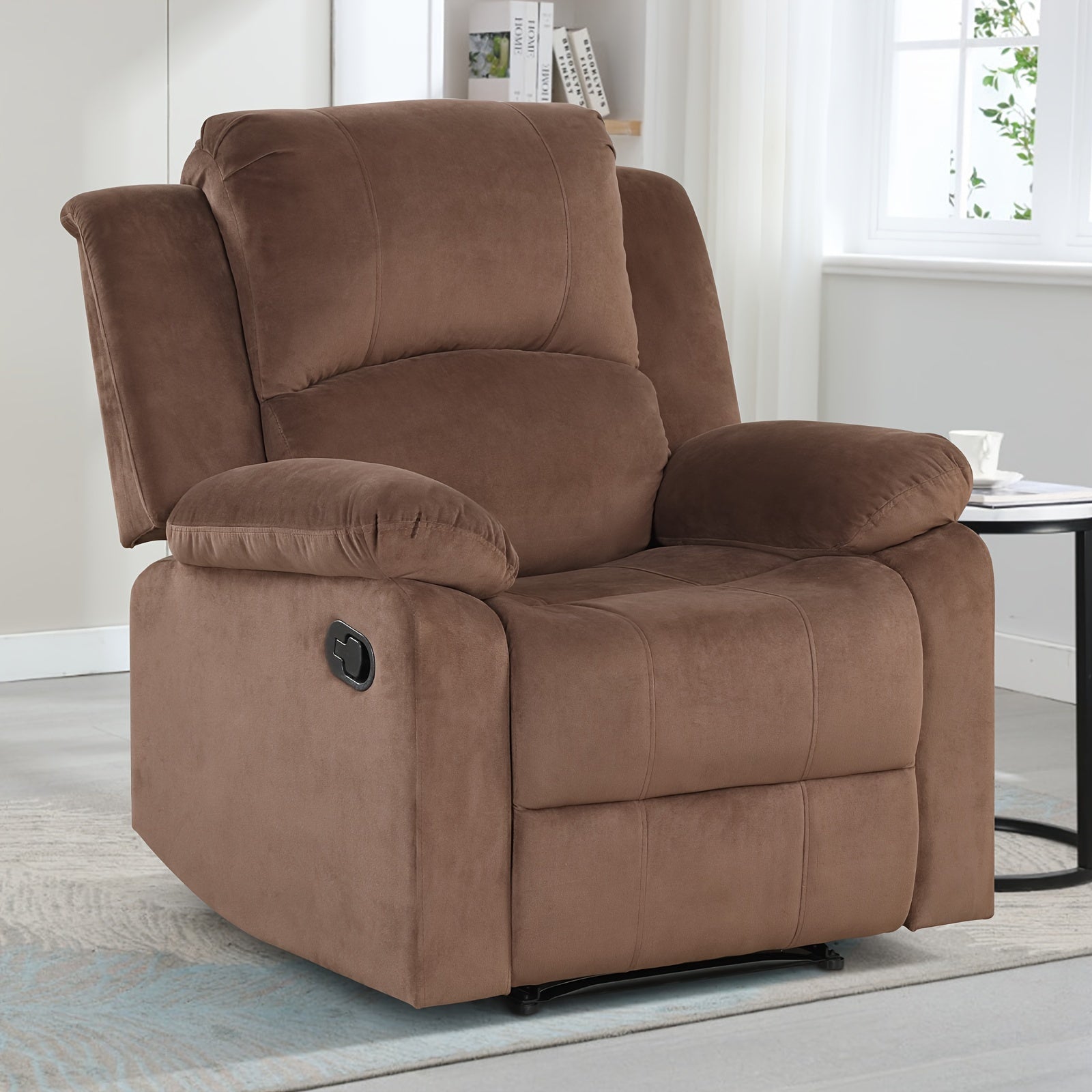 1pc Modern Large Size Manual Single Recliner, Soft Fabric, Suitable For Living Room And Bedroom, Strong And Safe Lounge Recliner