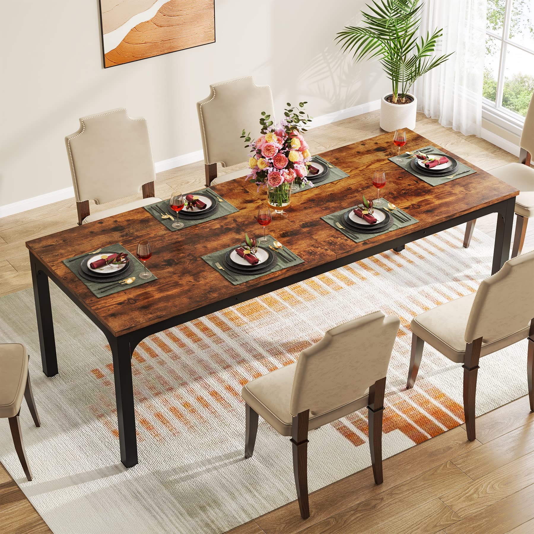 Dining Table for 6-8 Person, 180cm Long Rectangular Kitchen Dining Table for Living Room and Dining Room, 78.7 x 27.5 x 29.5 Inches(Only Table)