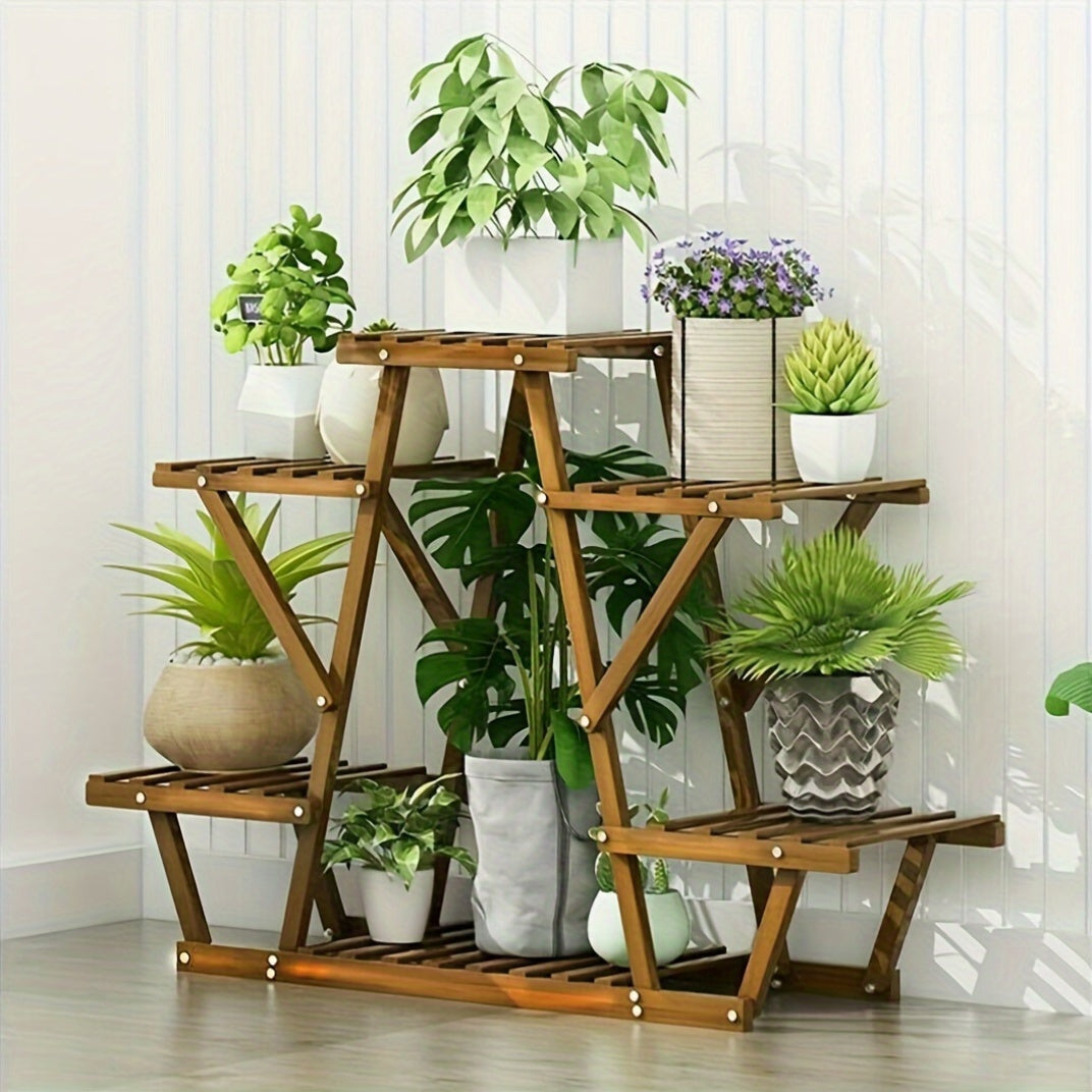 Wood Plant Stand Indoor, 6 Tiered Plant Shelf For Multiple Plants RackTriangle, A Shape Corner Flower Pot Holder For Windowsill Patio Balcony Garden Living Room