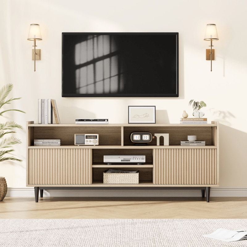 Modern 70-Inch TV Stand with Storage and Sliding Doors - Sleek Entertainment Center for Home