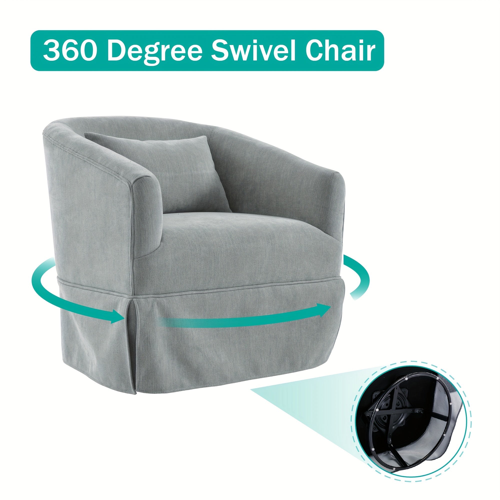 360-degree Swivel Accent Armchair Linen Blend FRUIT GREEN