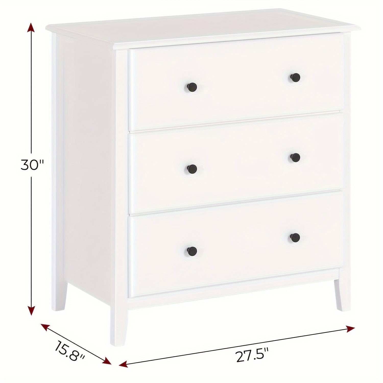 Dresser with 3 Drawers Wood Drawer Chest with Metal Handle&Slide for Bedroom/Living Room/Bathroom/Hallway, White