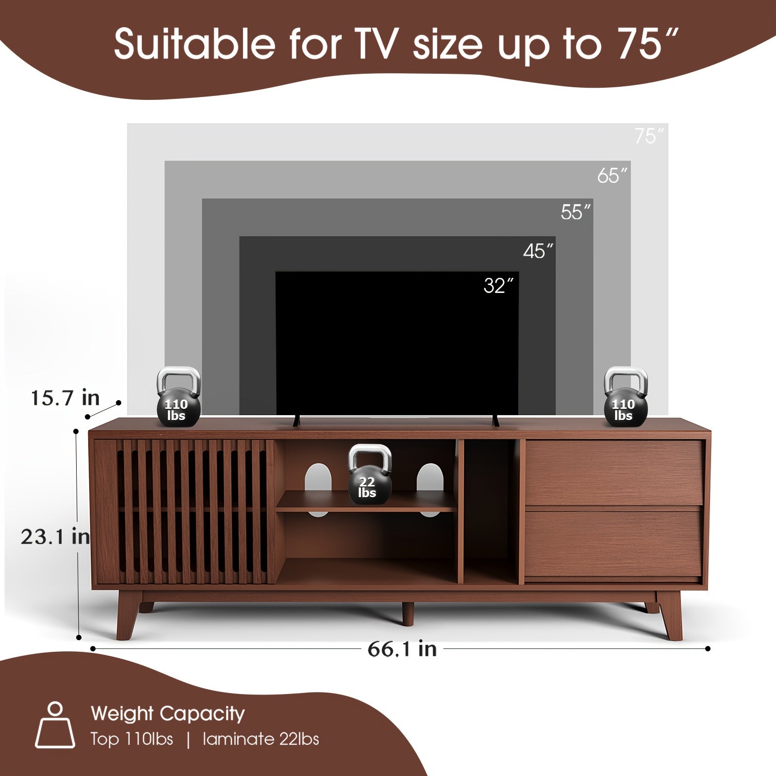 Mid Century Modern TV Stand With Storage Cabinet, Entertainment Center For 75 Inch TV With 4 Drawers, Large Boho Media Television Stand, Modern TV Console Table With Doors For Living Room, Bedroom