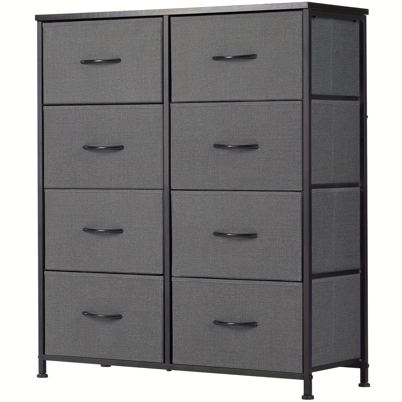 Dresser for Bedroom Drawer Organizer Storage 8 Drawers Fabric Storage Tower Chest of Drawers with Steel Frame Wood Top