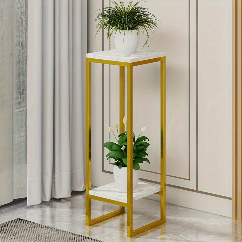 2-Tier Metal Plant Stand - Multifunctional indoor and outdoor flower stand for a variety of plants, perfect for patio, garden, living room or balcony decoration