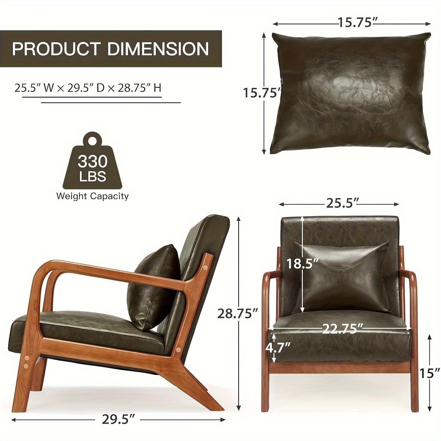 Accent Chair Faux Leather Accent Chairs For Living Room, Mid Century Modern Living Room Bedroom Reading Comfy Lounge Chairs, Small Side Armchair For Bedrooms