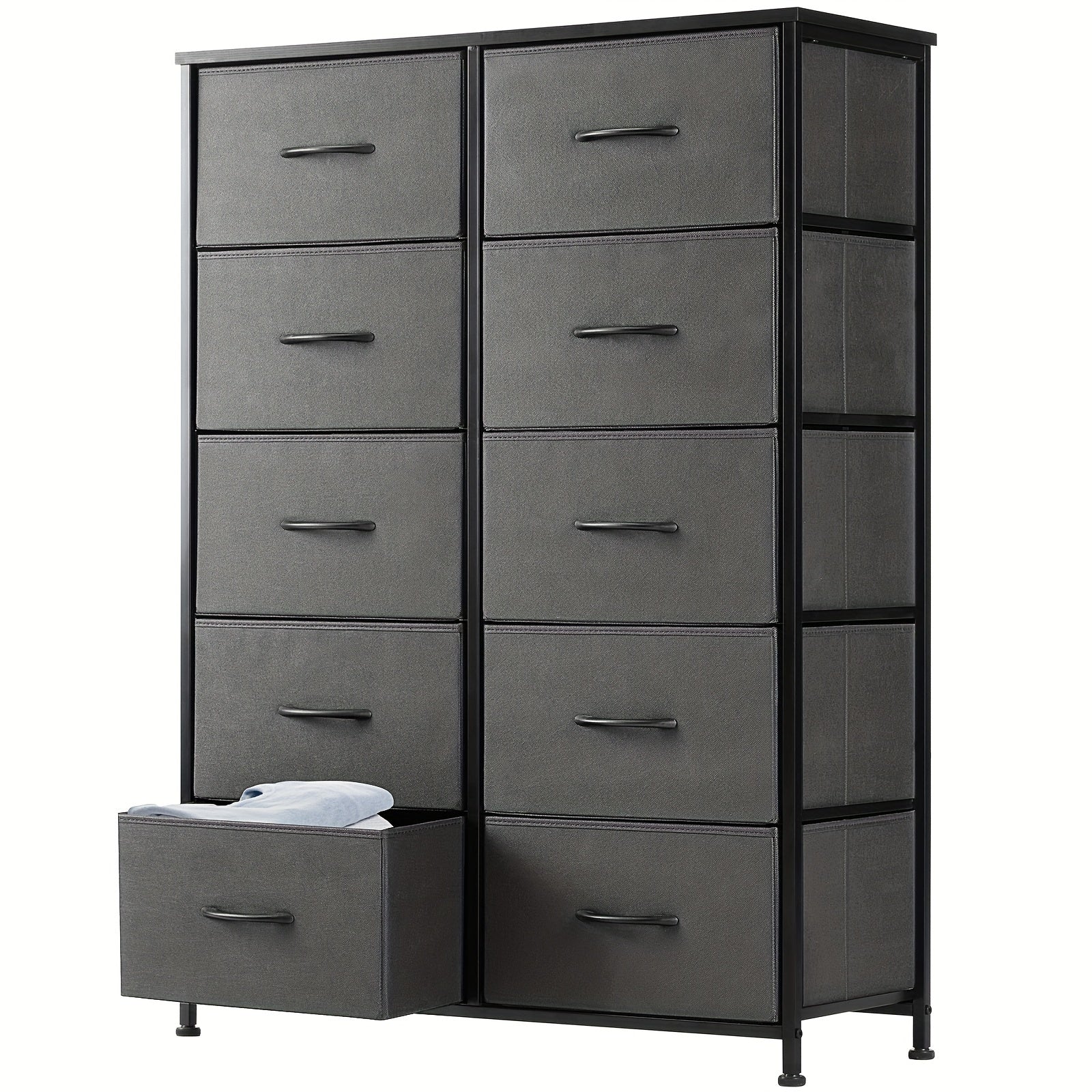 Dresser For Bedroom 10 Drawers Storage Chest Of Drawers With Fabric Bins Tall Dresser With Sturdy Steel Frame Clothes