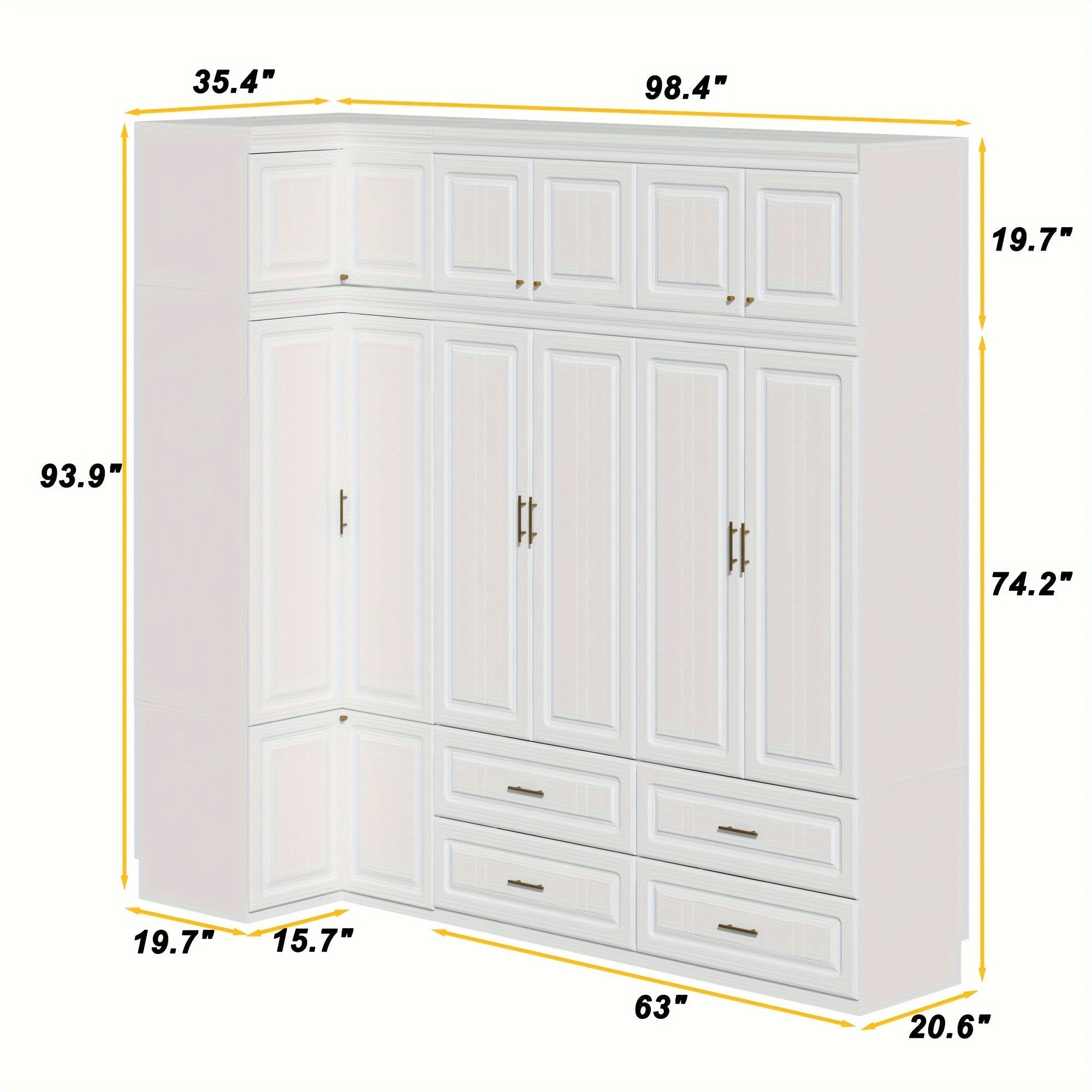 Closet Storage, Corner Wardrobe With Drawers For Efficient Room Utilization