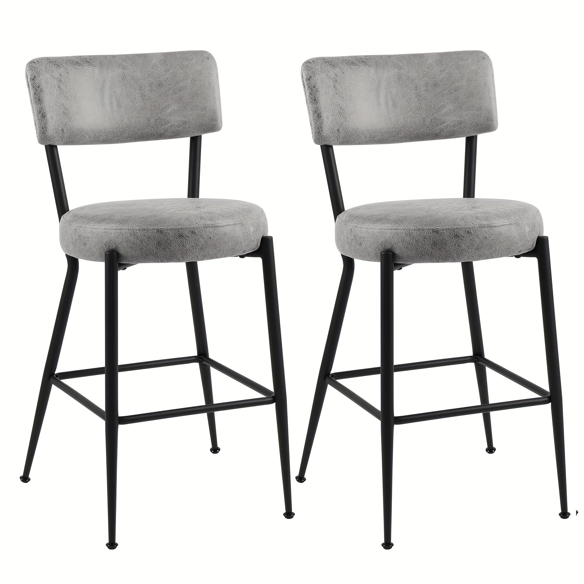 Brown Dining Chairs Set of 2, Modern Dining Room Chairs, Round Upholstered Kitchen Chairs with Black Metal Legs