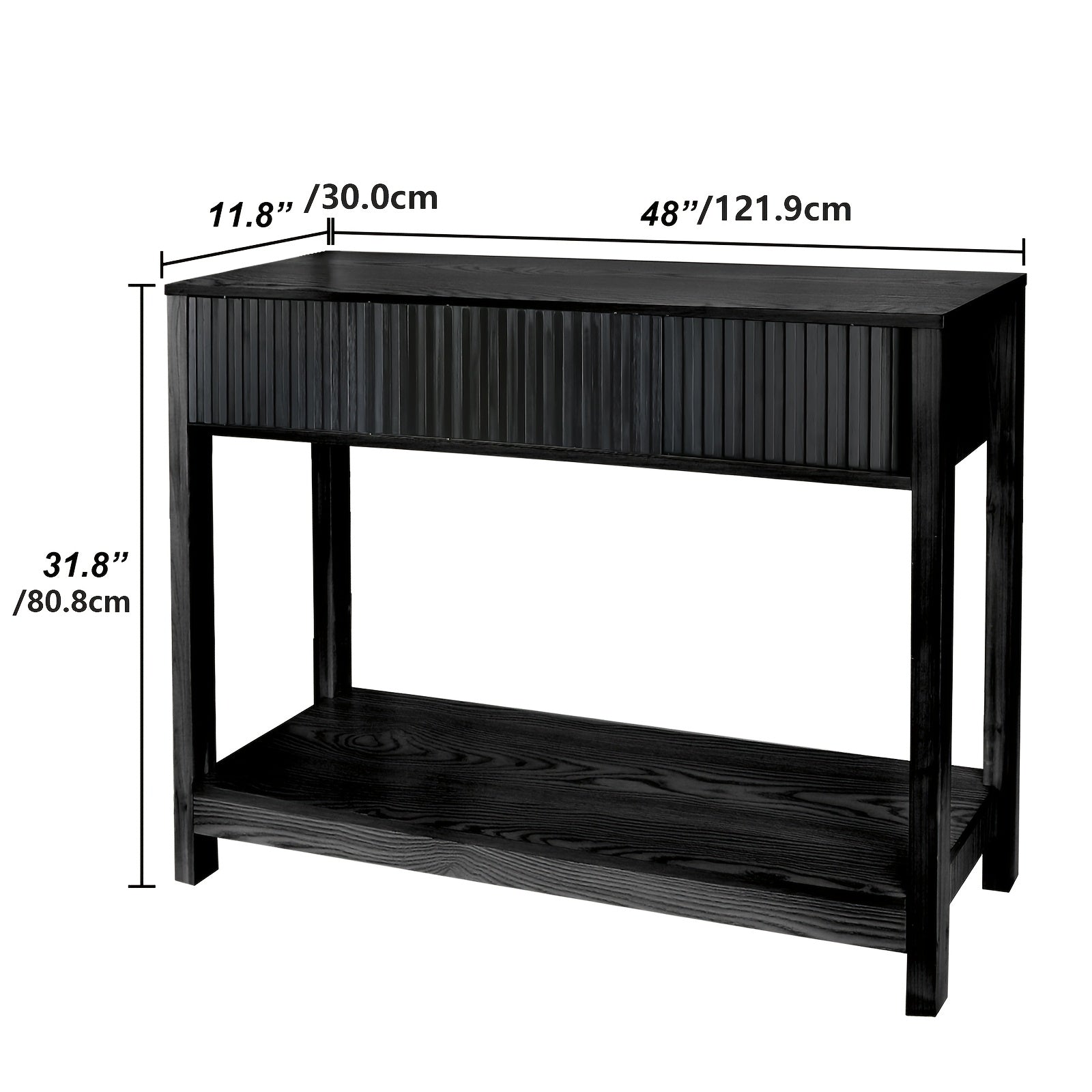 Long Console Table with Storage, Fluted Entryway Table, Slim Sofa Table Behind Couch Entry Table, Narrow Wood Hallway Table, Modern Living Room Couch Table, Black Foyer Entrance Table