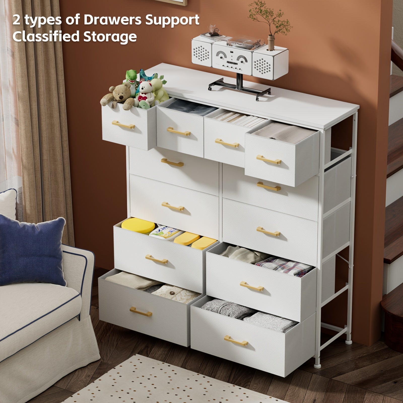 12-Drawer Tall Dresser Bigger & Wider Dresser For Bedroom, Modern Style Wardrobe, Prefect Storage Cabinet For Living Room, Entryway, High-Quality Dresser Glacier White