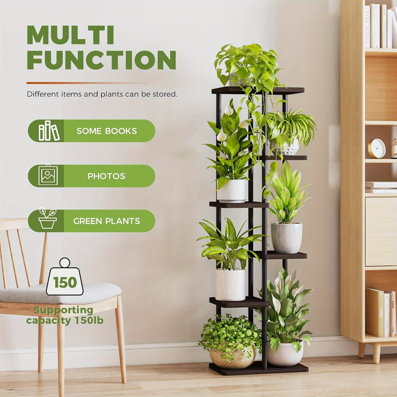 Tall Plant Stand Indoor 7 Tier Metal Plant Shelf Black Plant Holder Large Plant Rack for Mutiple Plants Pots for Patio Garden Corner Balcony Living Room