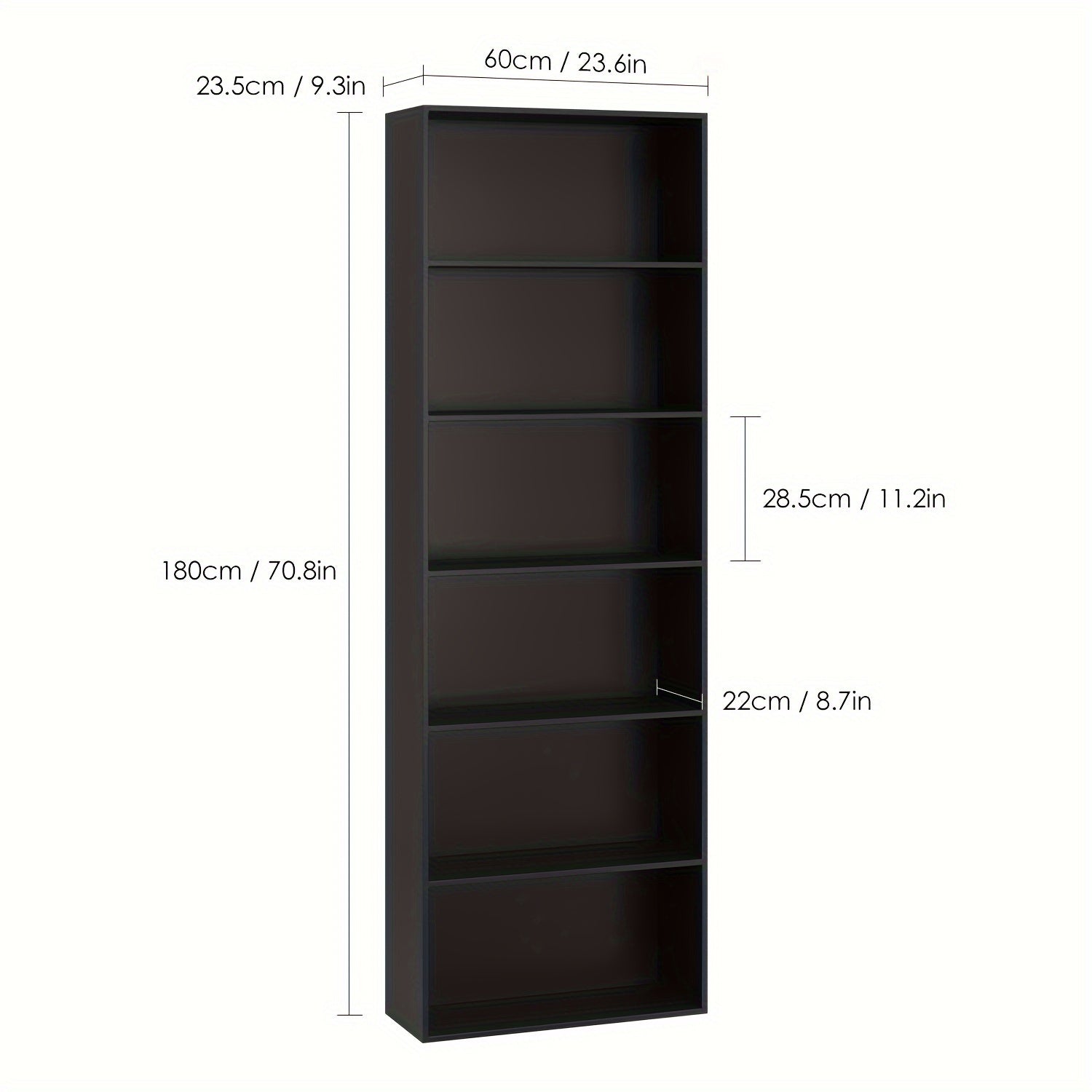 6-Tier Open Bookcase and Bookshelf Freestanding Display Storage Shelves Tall Bookcase for Bedroom Living Room