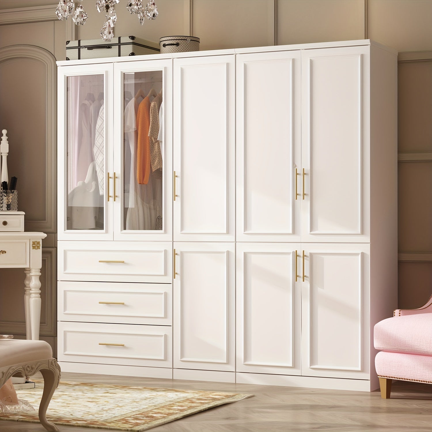 White Wardrobe Armoire for Bedroom Closet