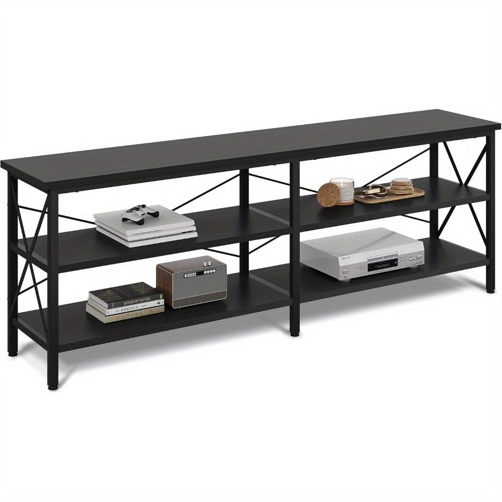Versatile 3-Tier Steel & Wood TV Stand - Perfect for Indoor/Outdoor Use Fits Up to 70’’ TVs Ideal for Living Room &