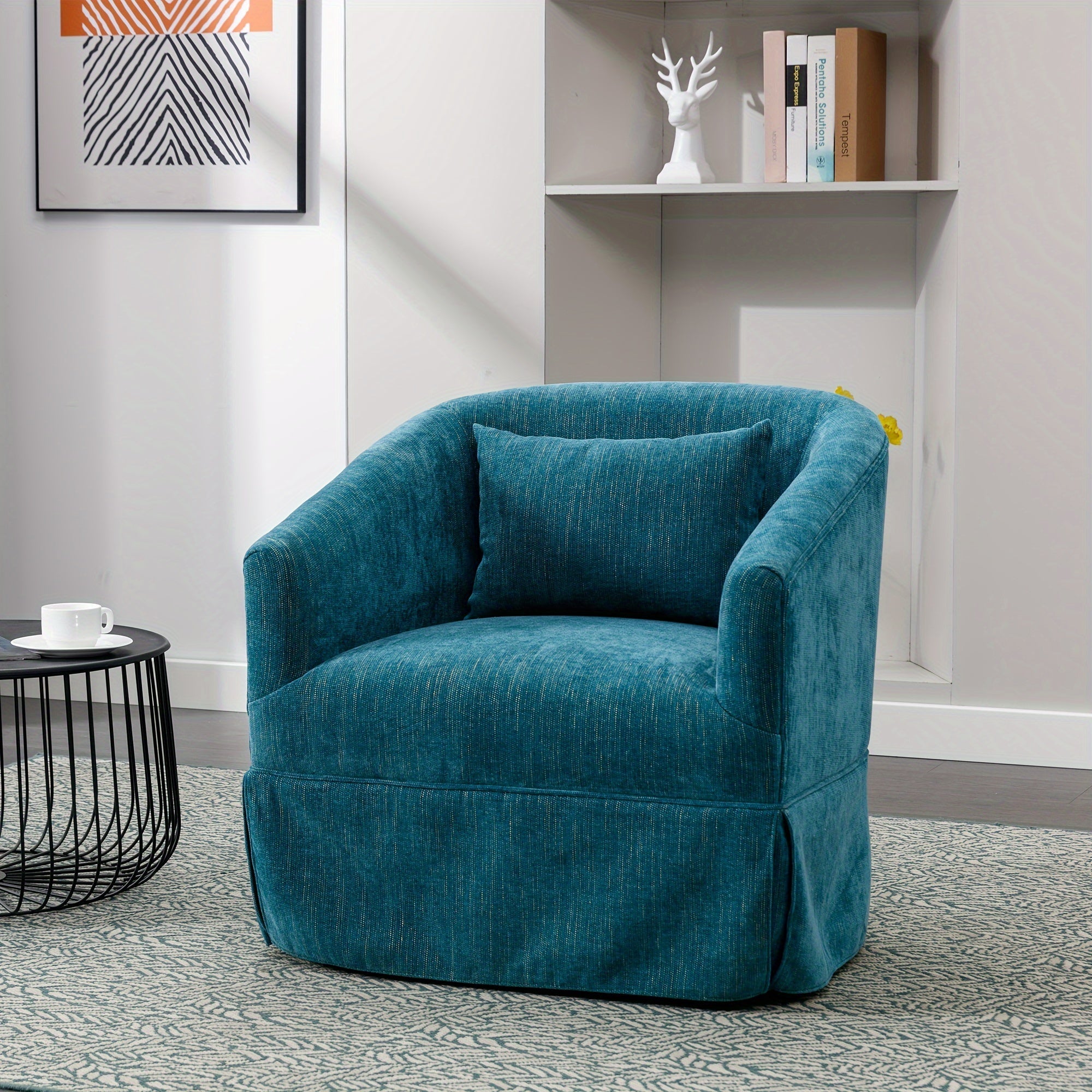 360-degree Swivel Accent Armchair Linen Blend FRUIT GREEN