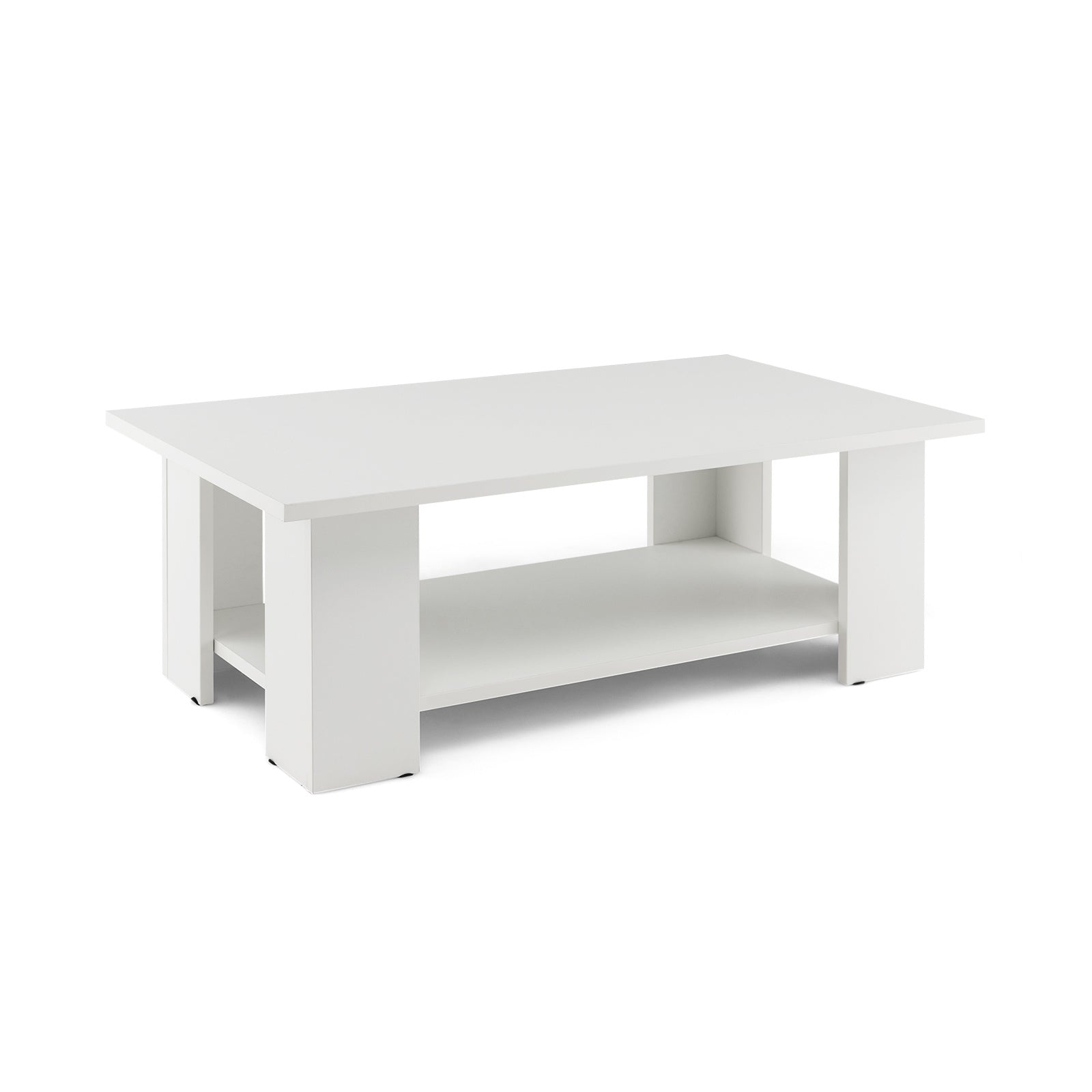 Coffee Table 2-Tier Modern Center Cocktail Table W/Storage Shelf for Living Room - White - Coffee Tables Westberry