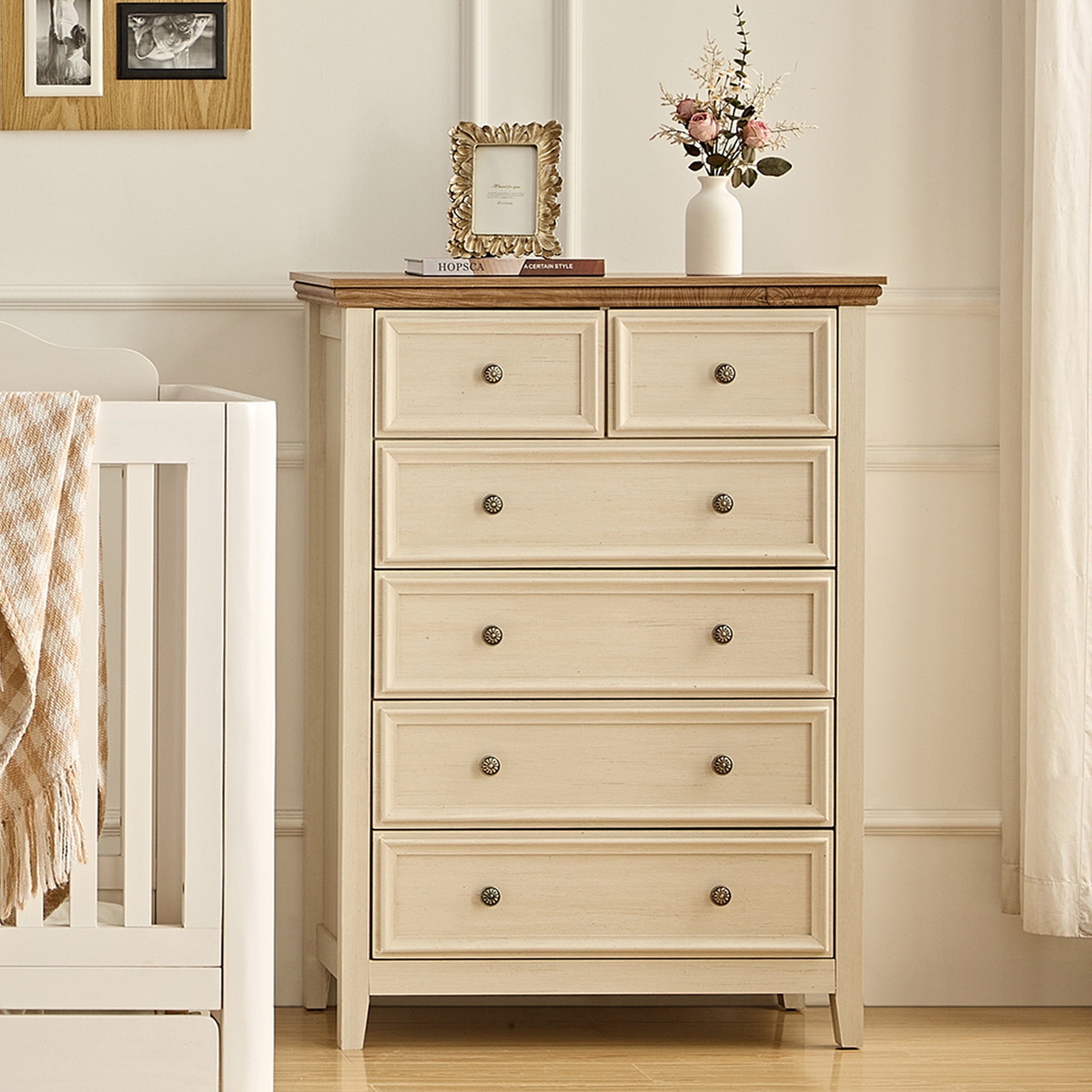 Beige Chest Of Drawers, Tall Dresser For Bedroom, Home Storage And Organisation Locker, Modern Dresser Can Be Used In Living Room, Closet, Wooden Filing Cabinet For Office