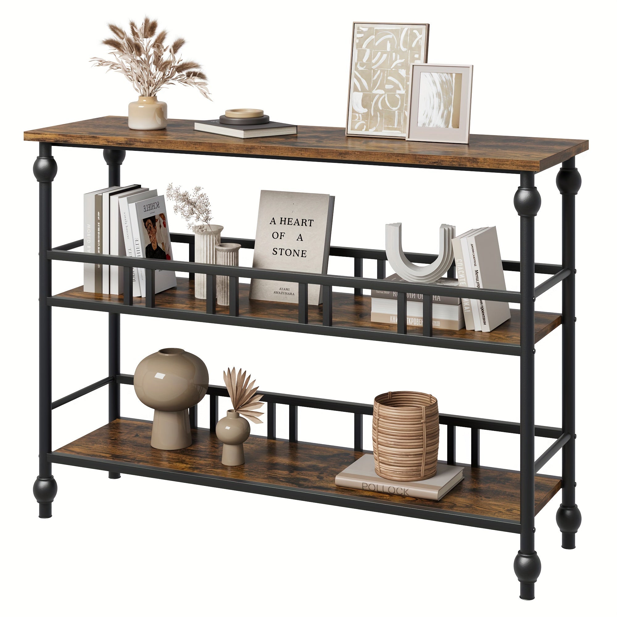 Console Table, Sofa Table, Gray Console Tables For Entryway, Living Room, Hallway, Foyer, Corridor, Office, Bedroom (Brown)