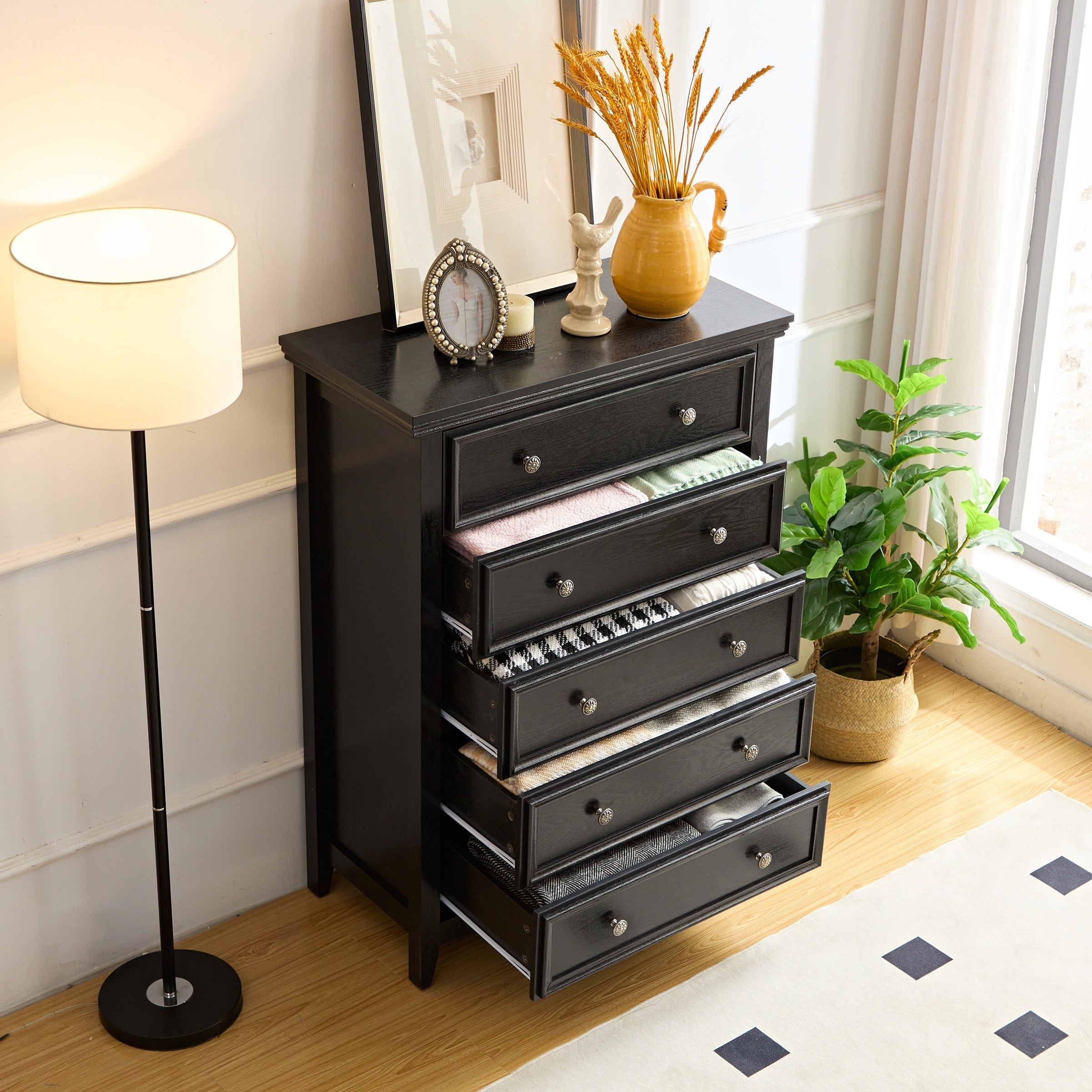 Dresser For Bedroom Black Dresser Chest Of Drawers Black Nightstand Modern Drawer Dresser Rustic Style Storage Cabinet
