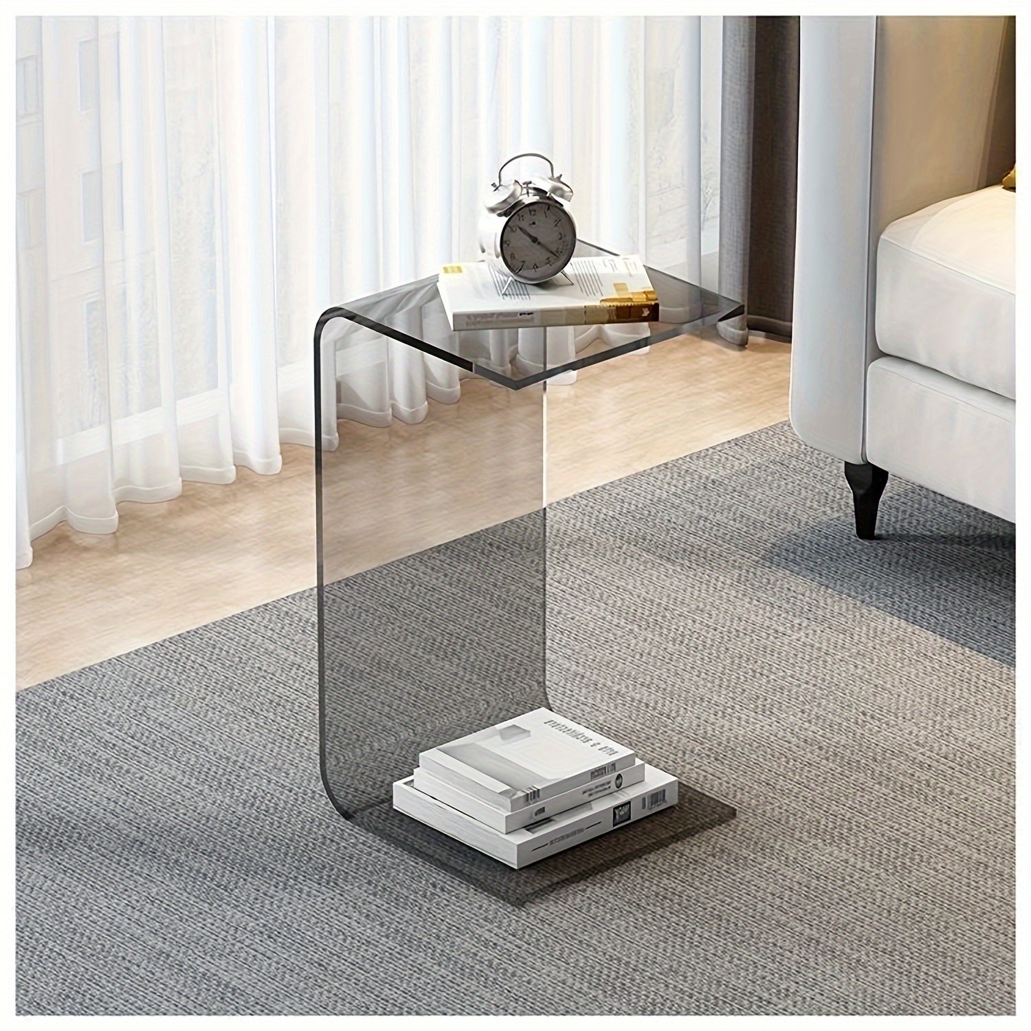 Acrylic Side Table Light Luxury Sofa Small Coffee Table Italian Minimalist Side Table Scandinavian Style Transparent Glass Living Room Side Table