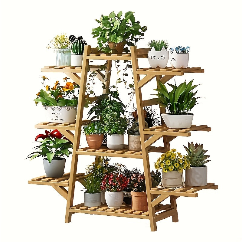 1pc Modern Bamboo Plant Stand, Multi-Layer Indoor Succulent & Climbing Flower Rack, Waterproof Floor Storage Organizer for Living Room, Box,Cabinet,Rack for Outdoor Storage