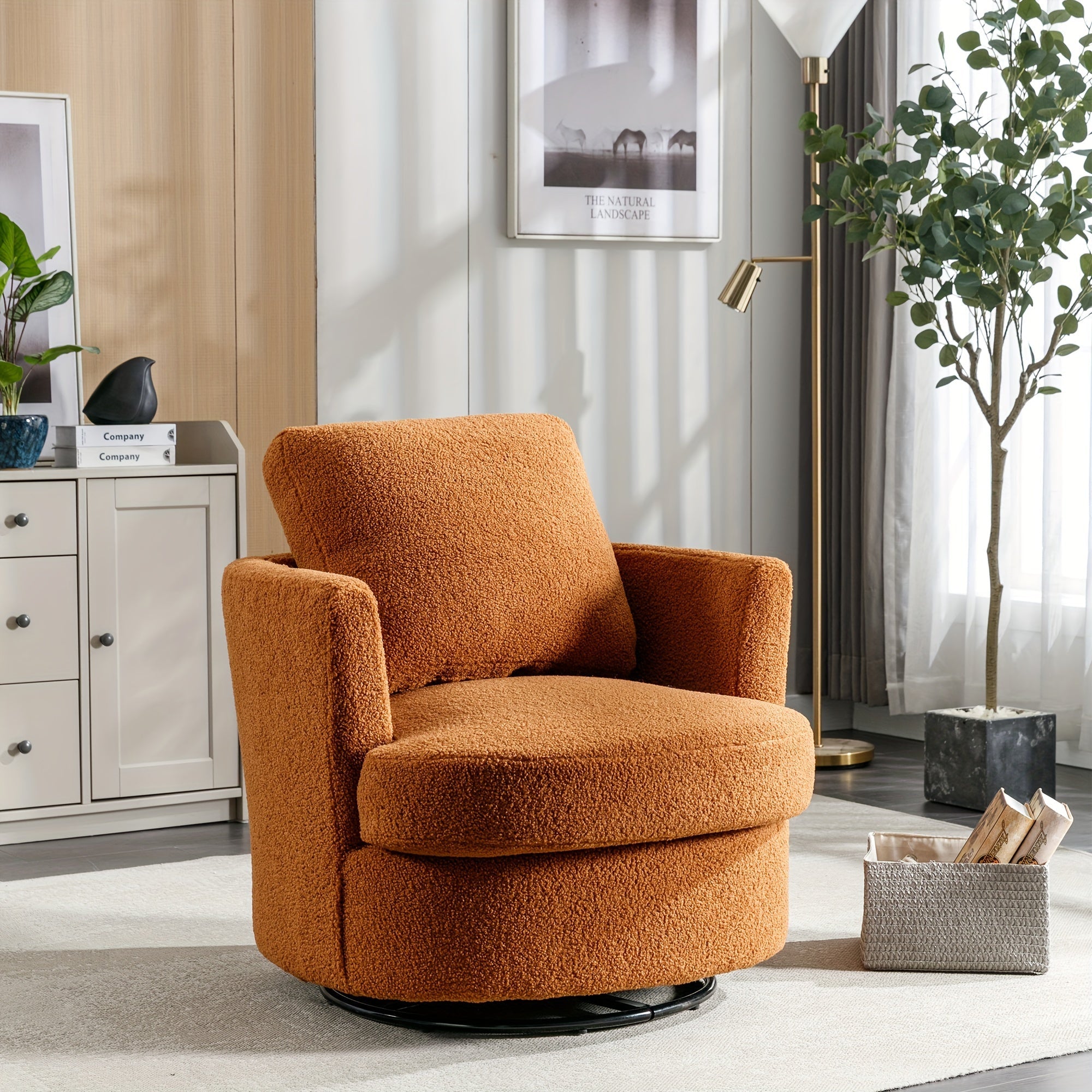 Swivel Accent Chairs Modern Comfy Sofa Chair With Black Metals Base, Single Armchair For Bedroom Living Room