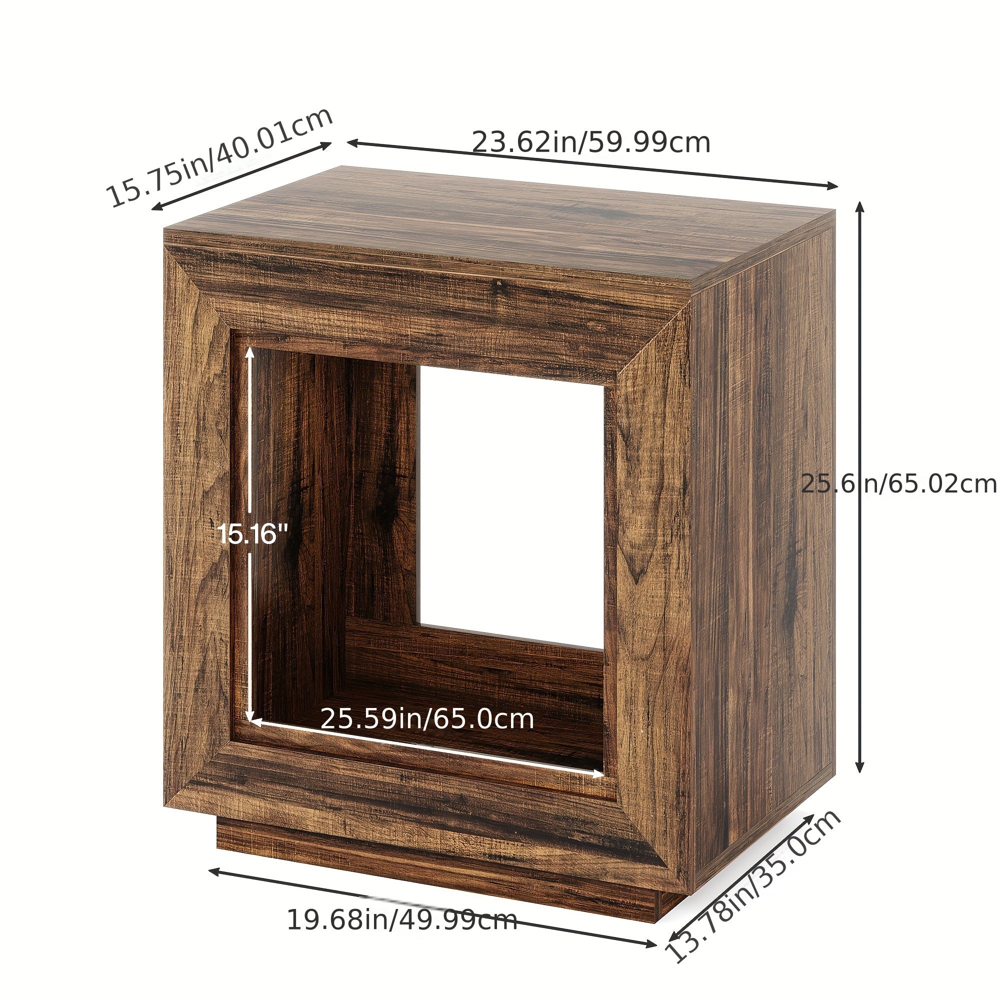 25 Inch solid wood side table, square side table, bedside table with storage function