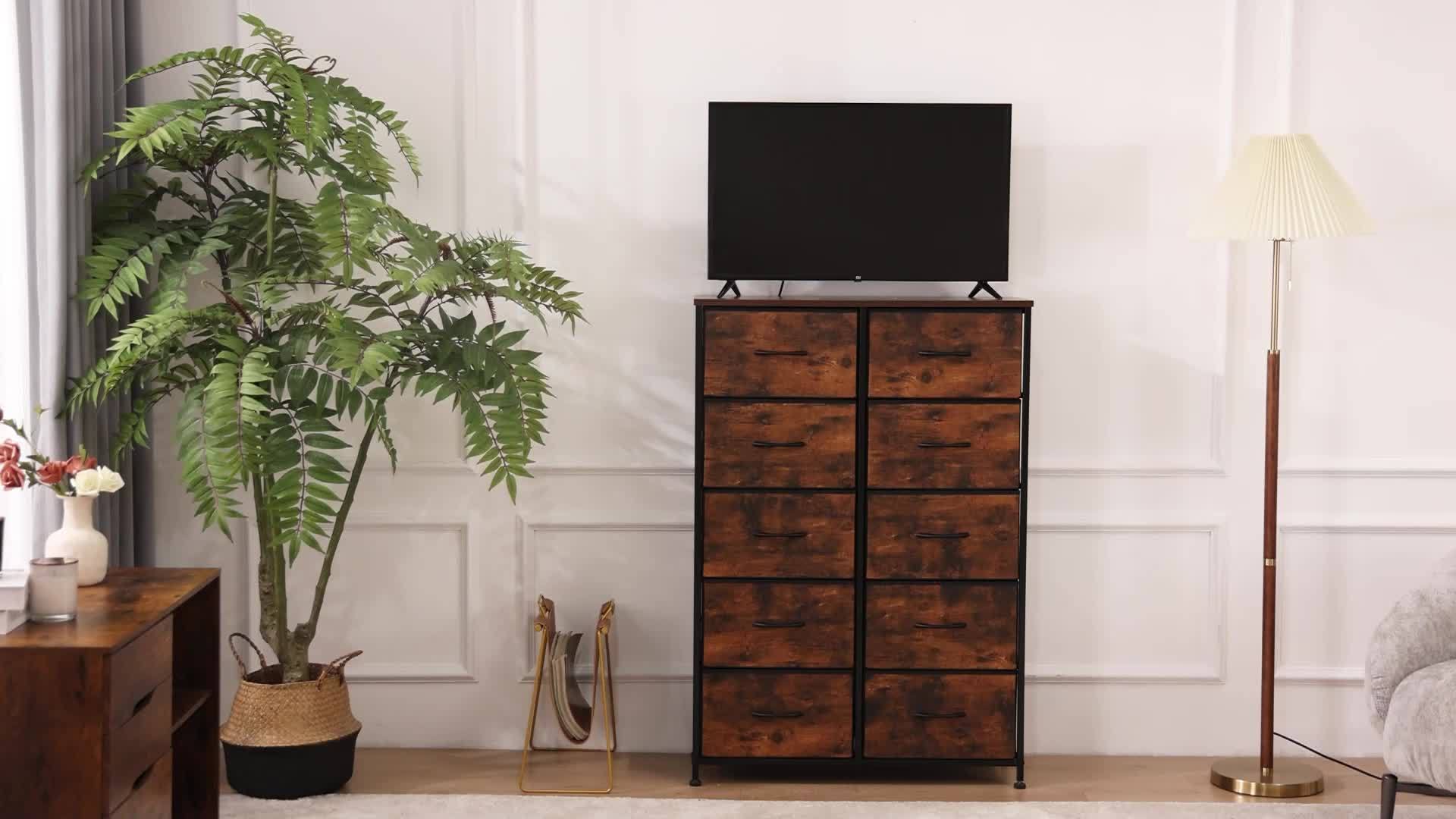 Idle Way Dresser For Bedroom With 10 Drawers Dresser With Metal Frame And Wood Tabletop Clothes Drawer Fabric Closet