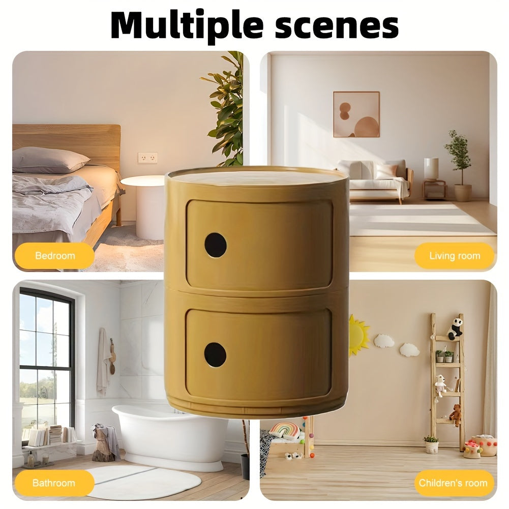 2/3 Layer Nordic Round Bedside Table Bedroom Small Side End Table Nightstand Storage Locker for Living Room Bedroom