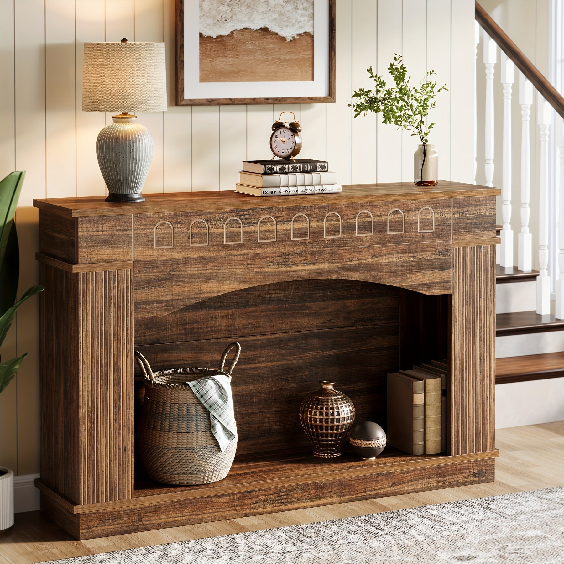 Elegant 2-Tier 47.24-Inch Console Table For Entryway & Living Room Decor: Farmhouse-Style Sofa Table Behind Couch, Perfect Hallway Or Foyer Accent Piece