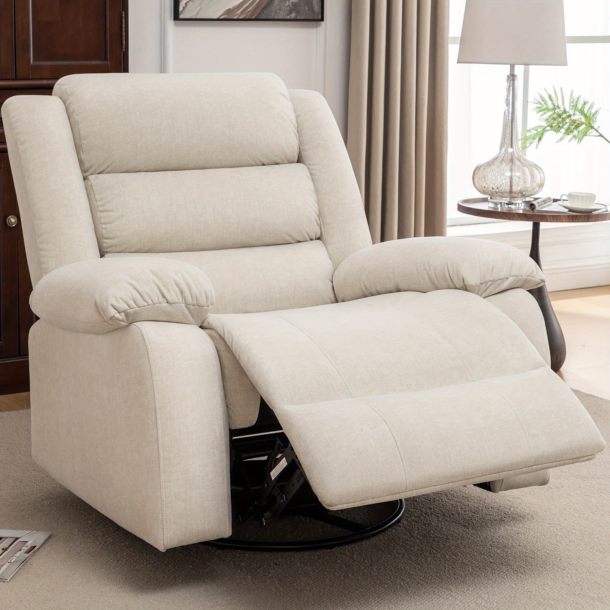 Massage Swivel Rocker Recliner with Heat and Vibration Massage, Overstuffed Manual Rocking Recliner Living Room Chair