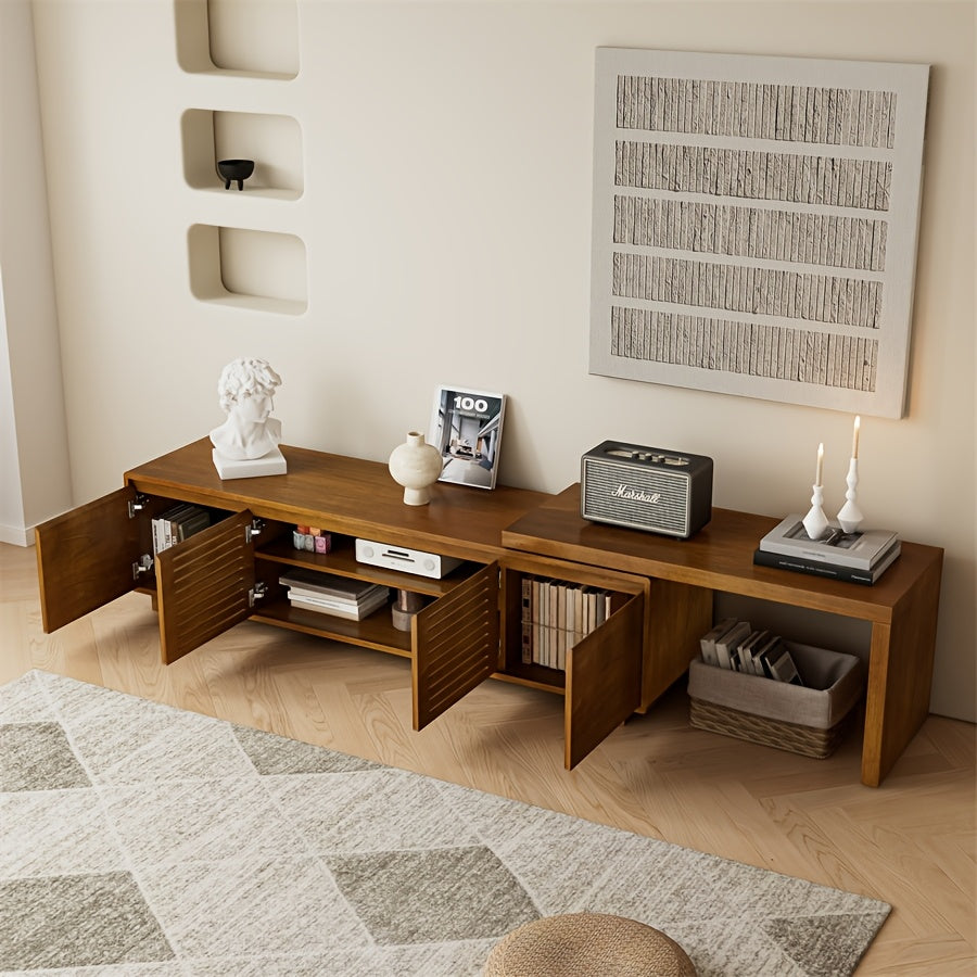 Mid-Century Modern Extendable TV Stand Wood-Based Panel & Hardwood Entertainment Center Farmhouse Media Console