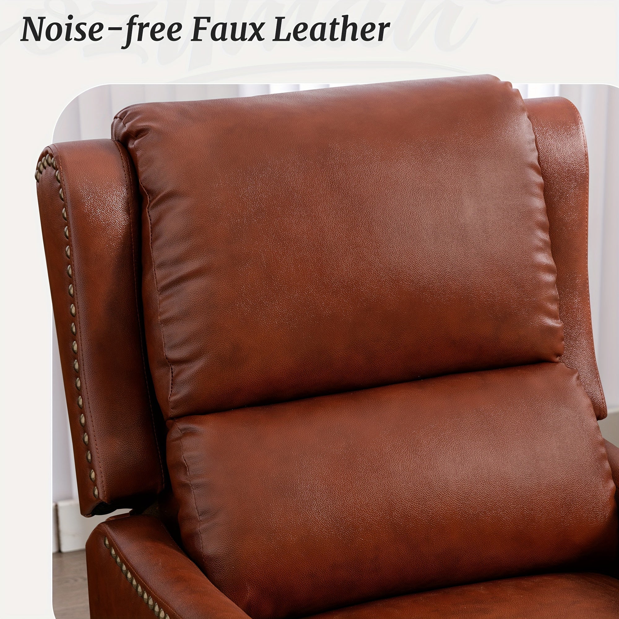 Push Back Recliner Chair In Faux Leather, Upholstered With Footrest, Modern Design For Bedroom, Small Spaces, And Living Room